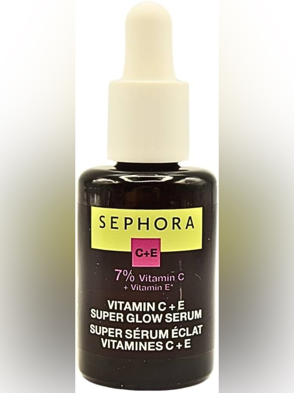 Sephora Cream and Black C+E Vitamin C + E Serum Bottle